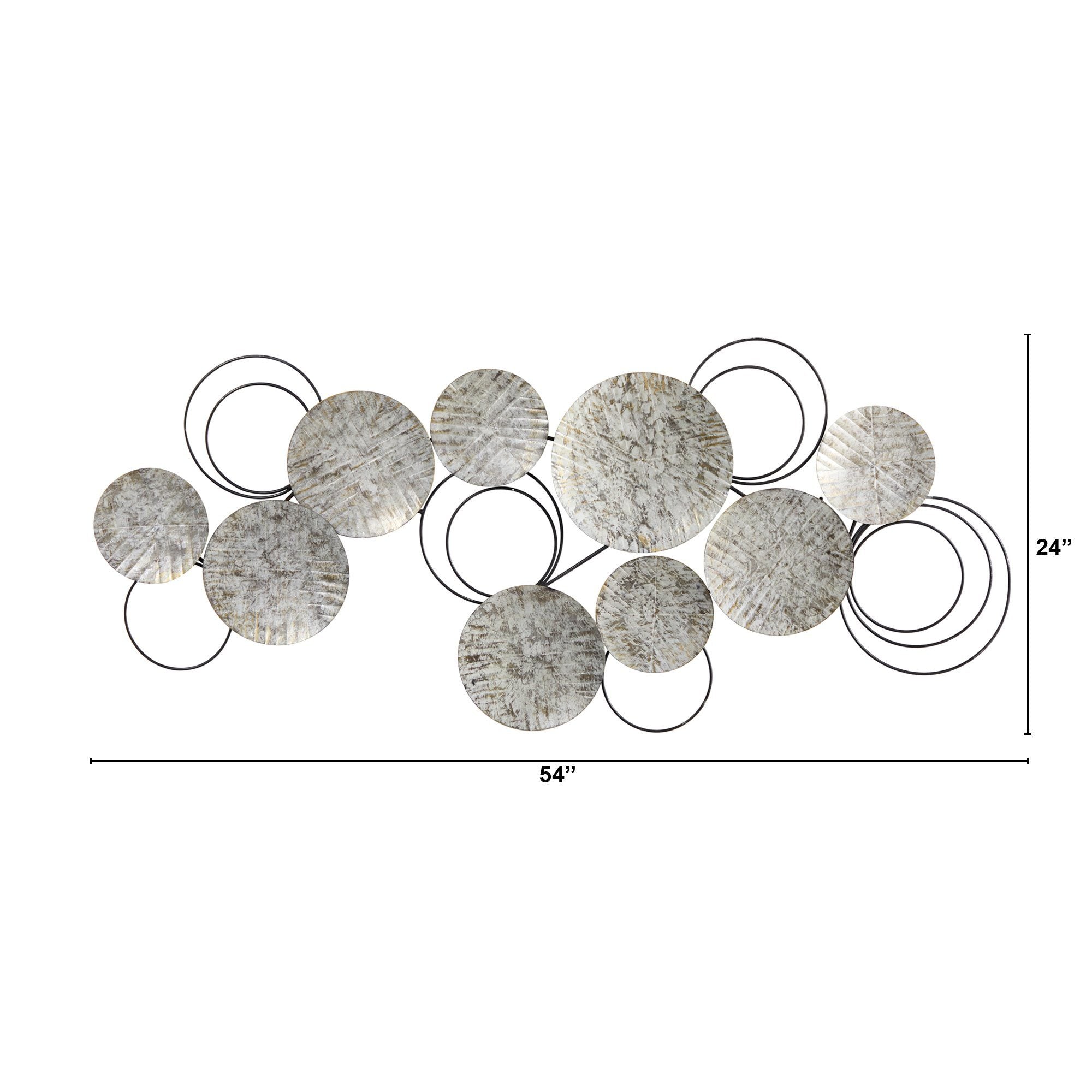 4.5’ x 2’ Galvanized Embossed Metal Discs Wall Art Decor | Nearly Natural