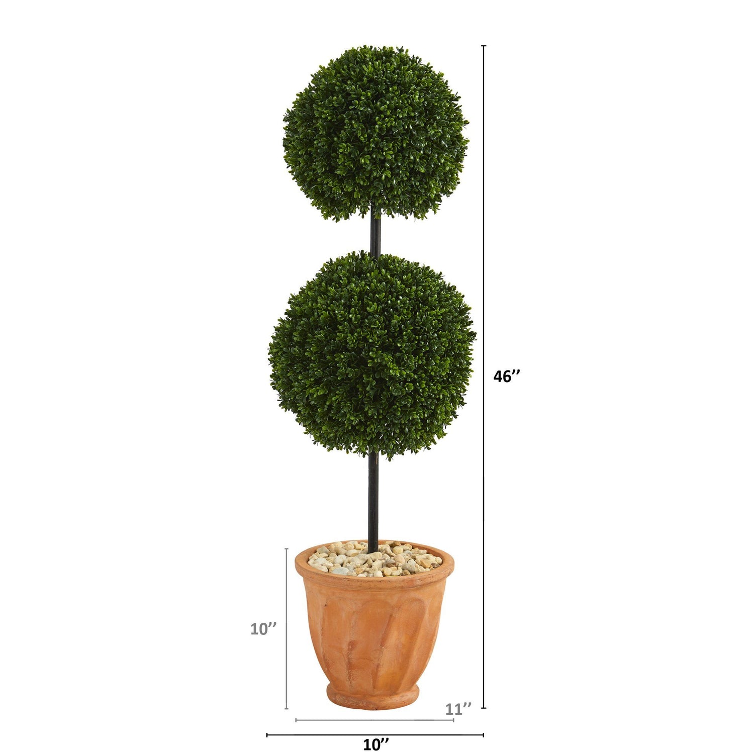 46” Boxwood Double Ball Artificial Topiary Tree in Terra-Cotta Planter (Indoor/Outdoor)