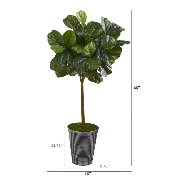 46” Fiddle Leaf Artificial Tree in Decorative Tin Planter (Real Touch)