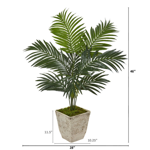 46” Kentia Artificial Palm Tree in Country White Planter