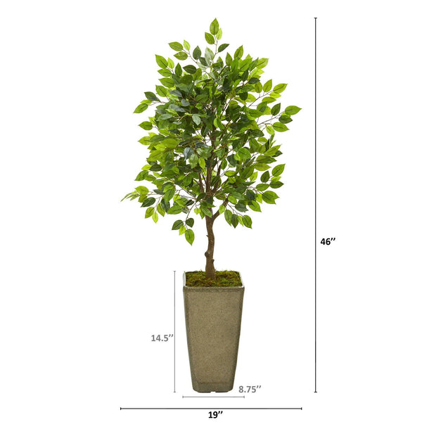 46” Mini Ficus Artificial Tree in Green Planter