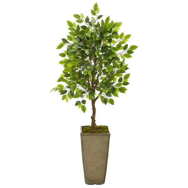 46” Mini Ficus Artificial Tree in Green Planter