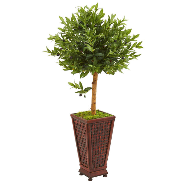 46” Olive Topiary Artificial Tree in Decorative Planter
