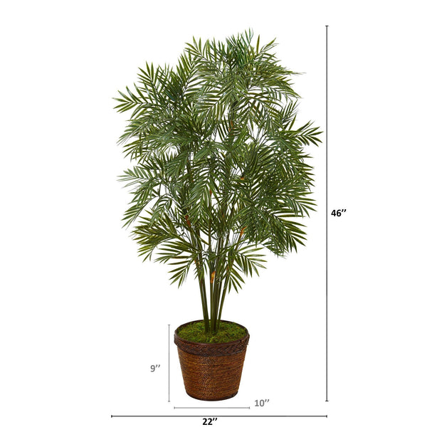 46” Parlor Palm Artificial Tree in Coiled Rope Planter