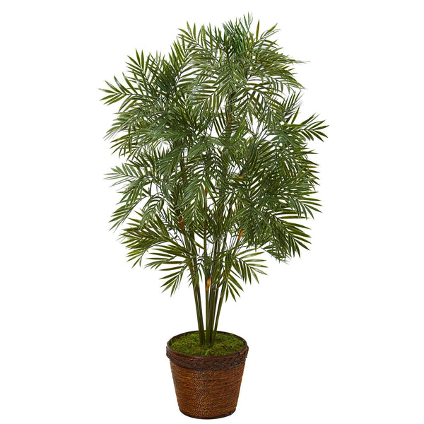 46” Parlor Palm Artificial Tree in Coiled Rope Planter