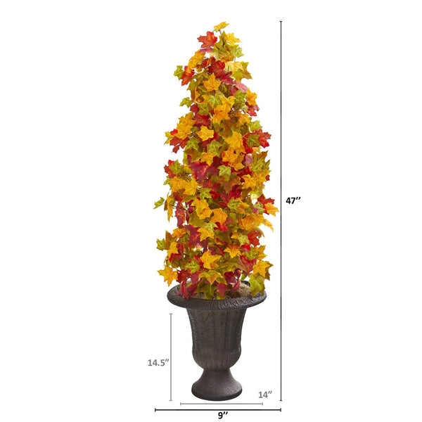 47” Autumn Maple Artificial Tree in Decorative Brown Urn