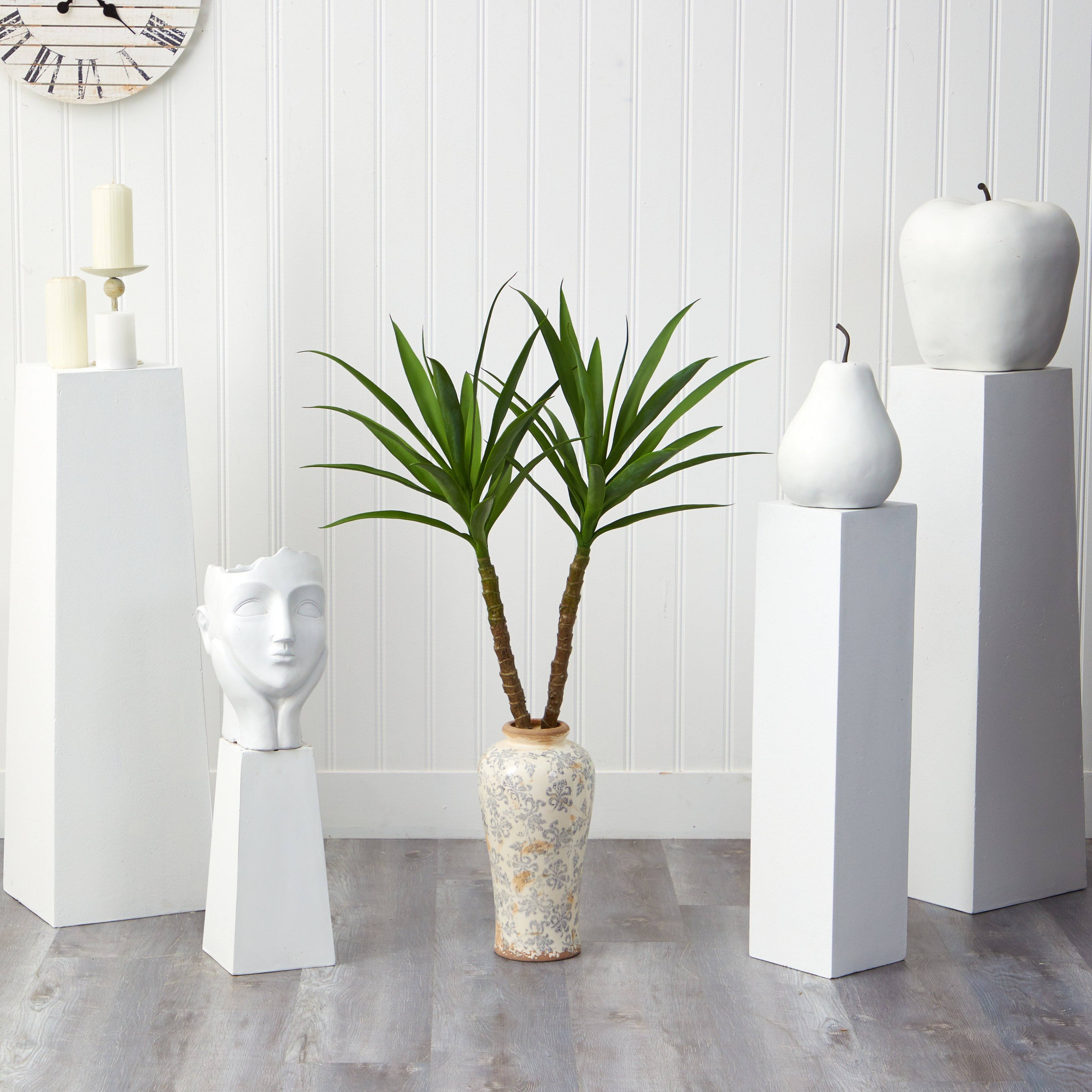 47” Double Yucca Artificial Plant in Designer Planter | Nearly Natural