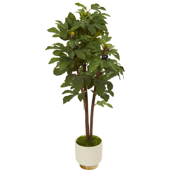 47” Fig Artificial Tree in White Bowl