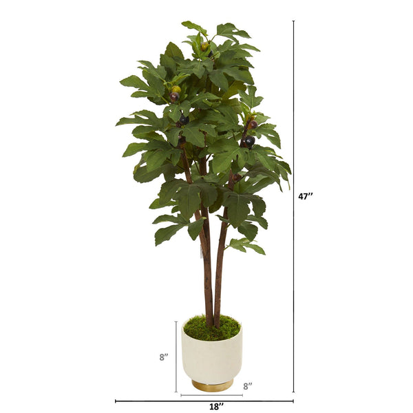 47” Fig Artificial Tree in White Bowl