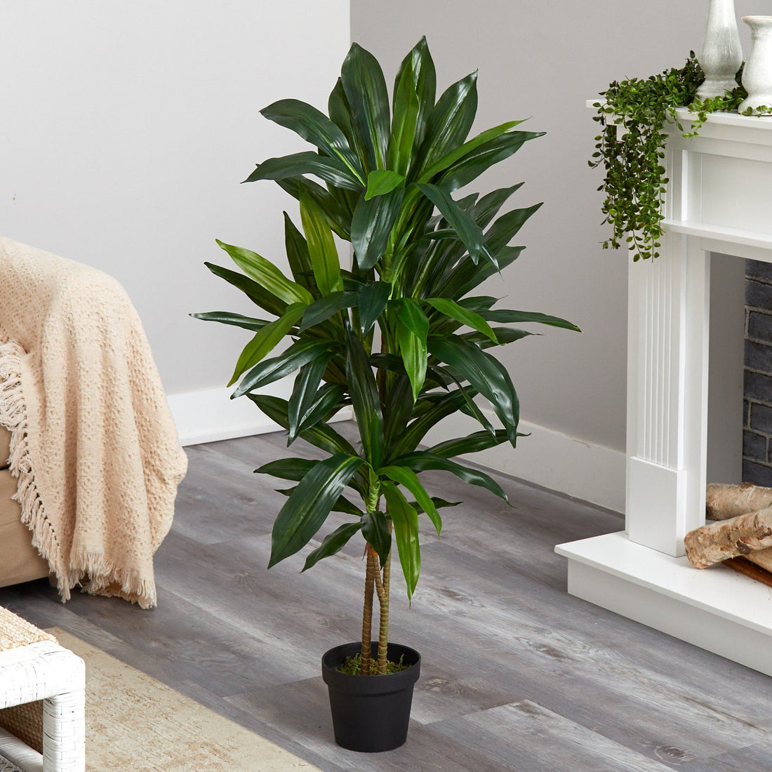 silk indoor plants Nearly Natural 48in Dracaena Silk Plant (Real Touch)