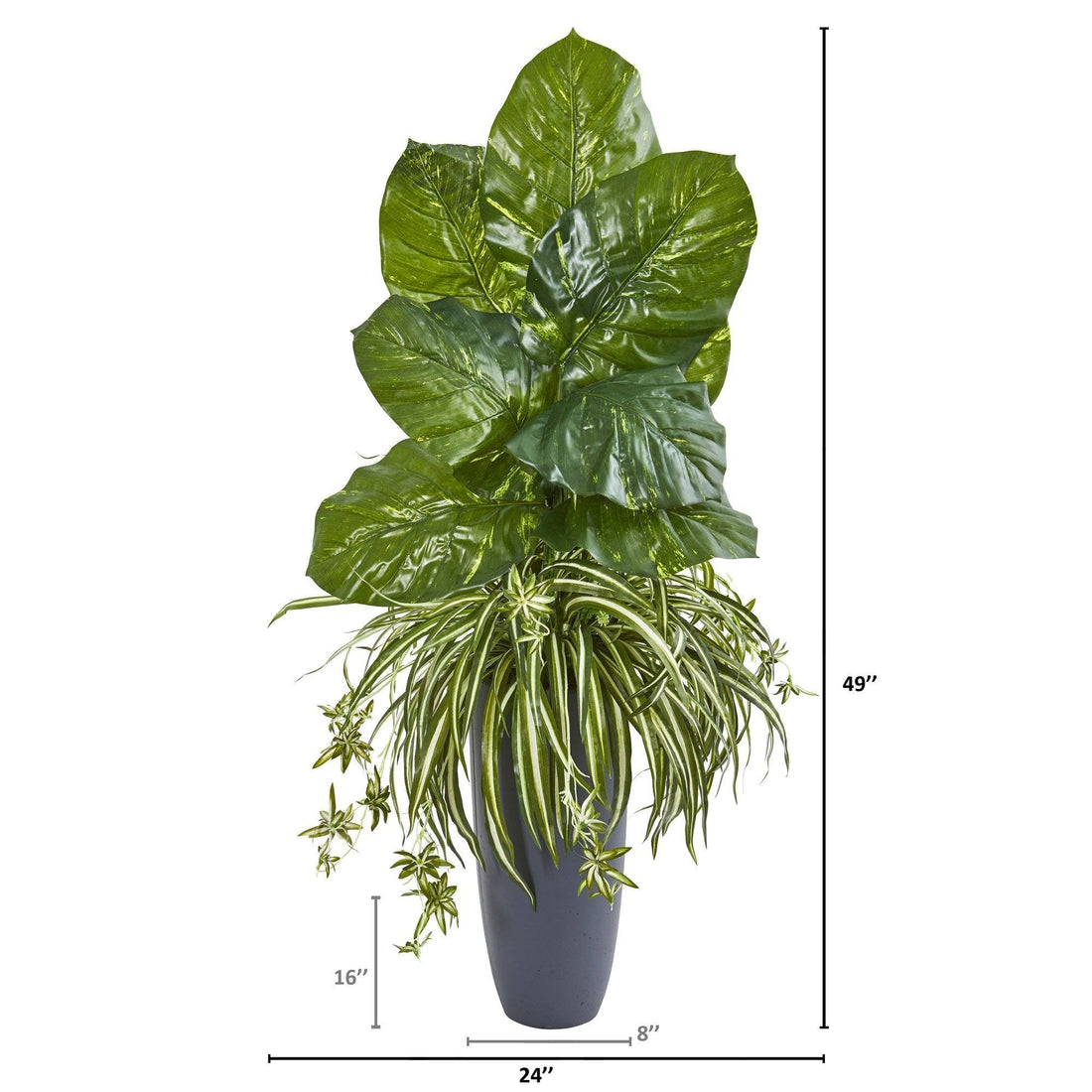 home depot artificial house plants 49” Spider and Pothos Artificial Plant in Gray Planter