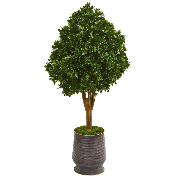 49” Tea Leaf Artificial Tree in Metal Planter (Indoor/Outdoor)