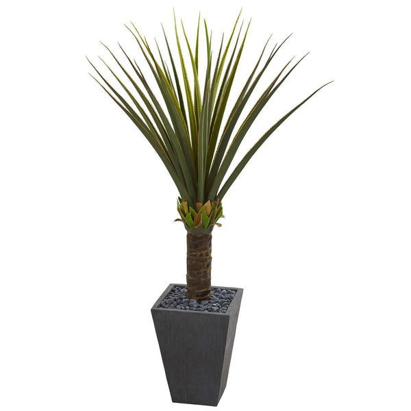 5' Agave Artificial Plant in Slate Finished Planter