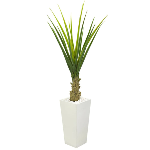 5’ Agave Artificial Plant in White Planter