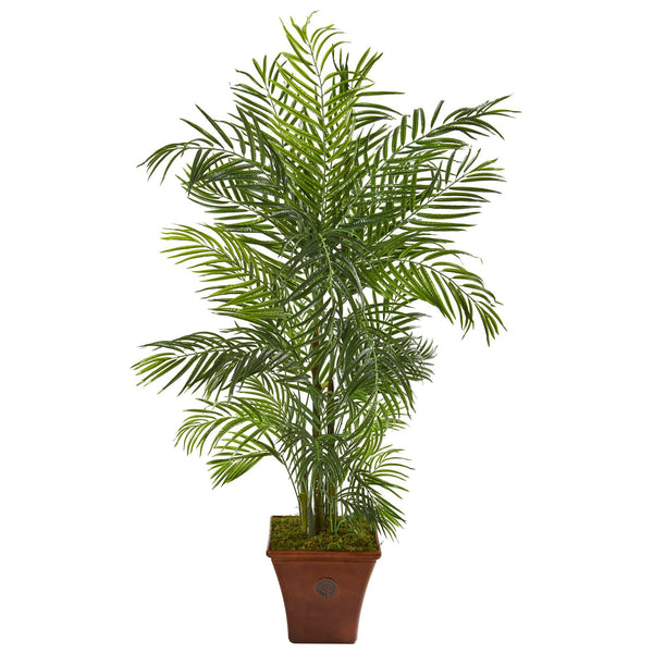 5’ Areca Artificial Palm Tree in Brown Planter(Indoor/Outdoor)