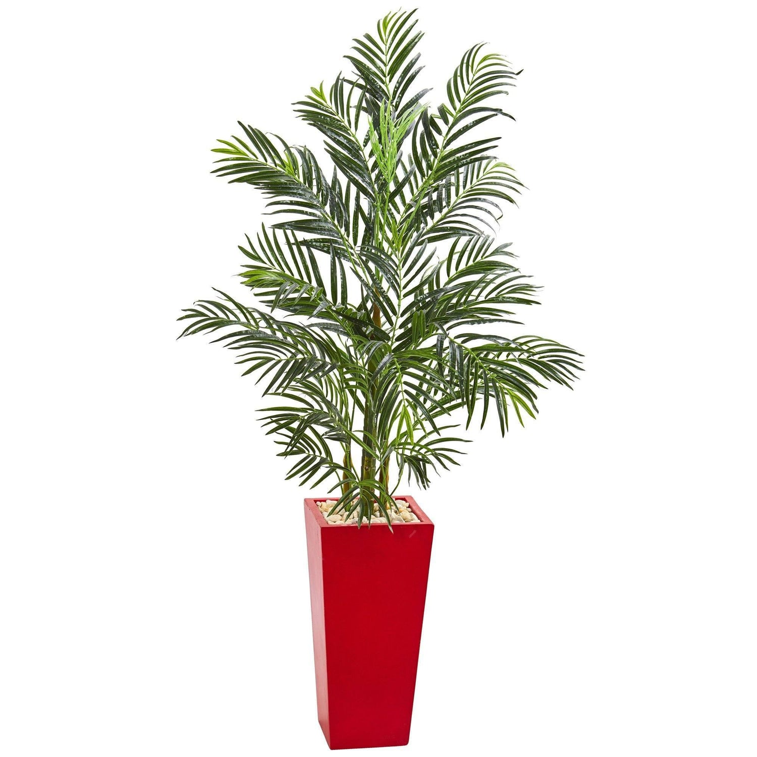 5’ Areca Palm Artificial Tree in Red Planter (Indoor/Outdoor)