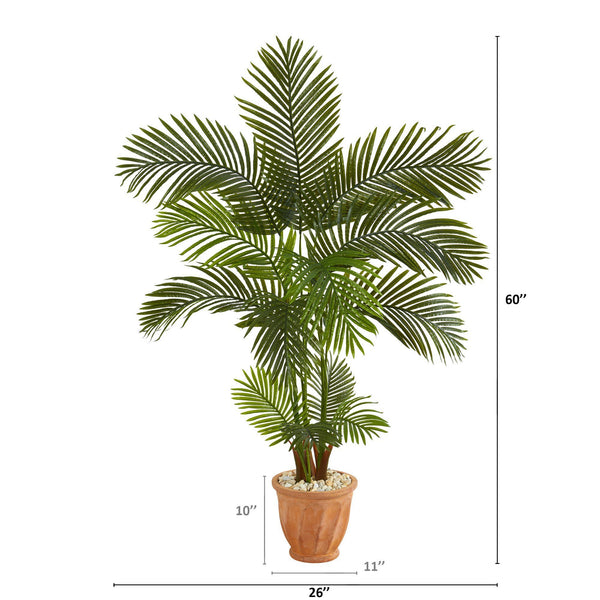 5’ Areca Palm Artificial Tree in Terra-Cotta Planter