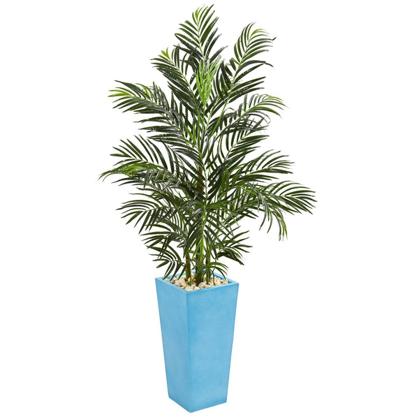 5’ Areca Palm Artificial Tree in Turquoise Planter (Indoor/Outdoor)