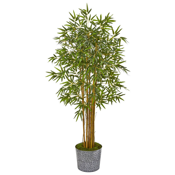 5’ Bamboo Artificial Tree in Tin Planter