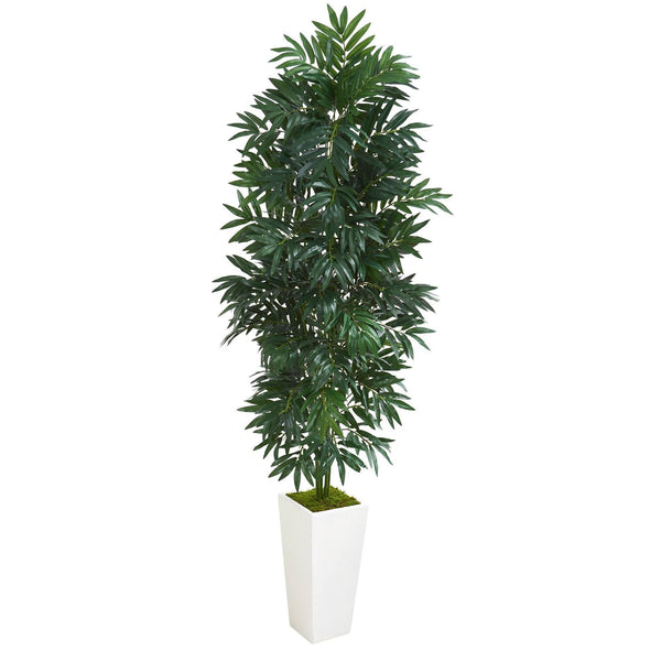 5’ Bamboo Palm Artificial Plant in White Planter