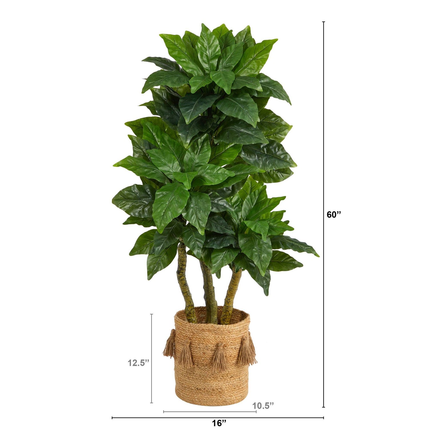 5’ Bird Nest Tree in Handmade Natural Jute Planter with Tassels UV Resistant (Indoor/Outdoor)