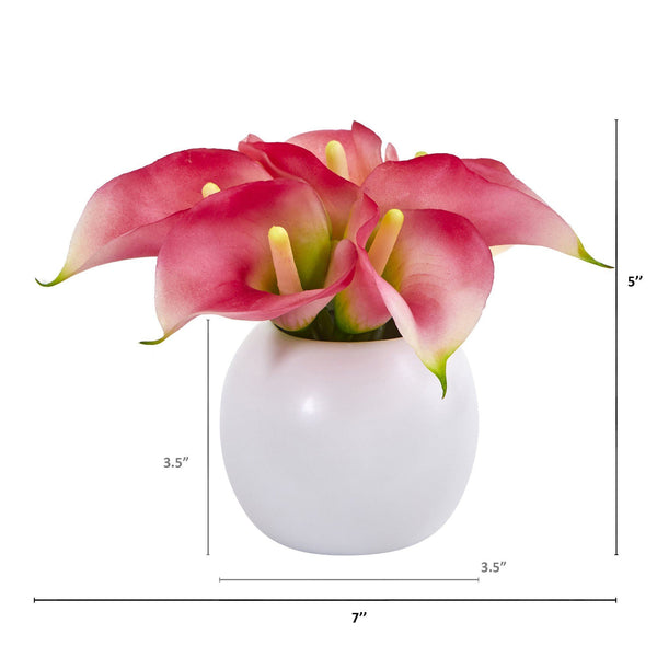 5” Calla Lily Artificial Arrangement in Vase (Set of 2)