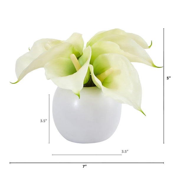 5” Calla Lily Artificial Arrangement in Vase (Set of 2)
