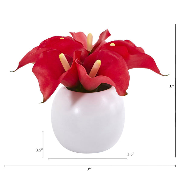 5” Calla Lily Artificial Arrangement in Vase (Set of 2)