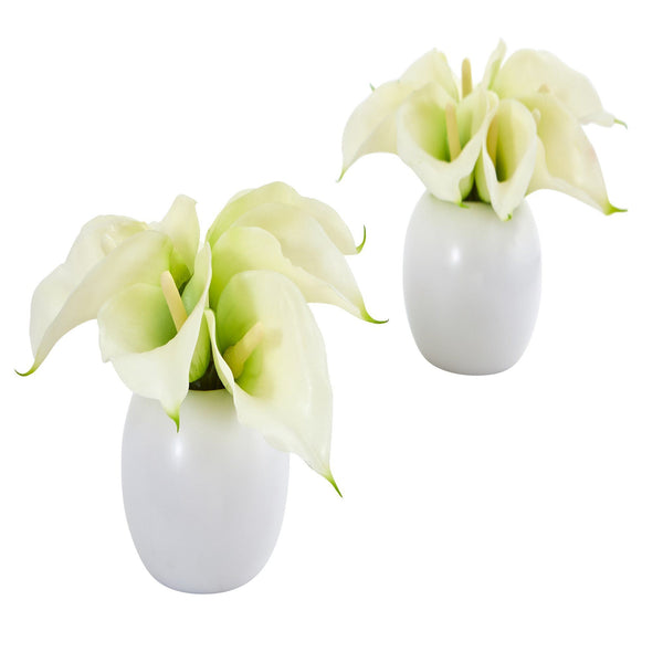 5” Calla Lily Artificial Arrangement in Vase (Set of 2)