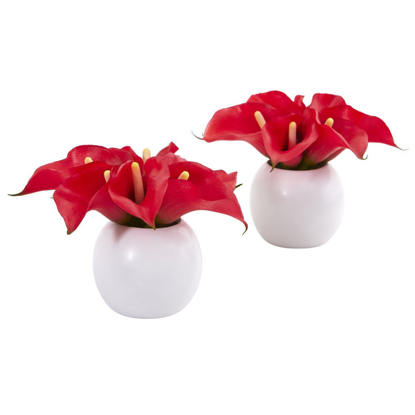 5” Calla Lily Artificial Arrangement in Vase (Set of 2)