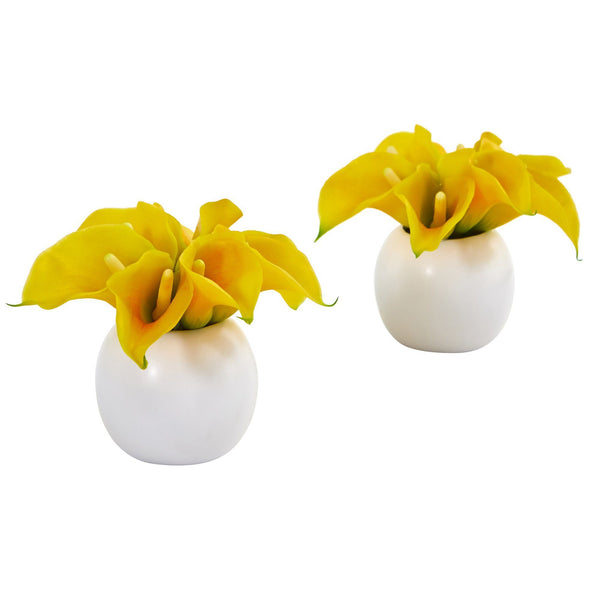 5” Calla Lily Artificial Arrangement in Vase (Set of 2)