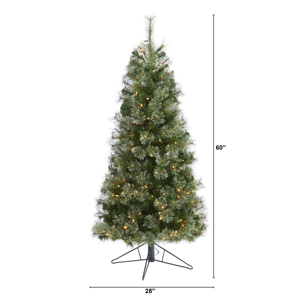 5' Cashmere Slim Artificial Christmas Tree with 250 Warm White Lights and 408 Bendable Branches