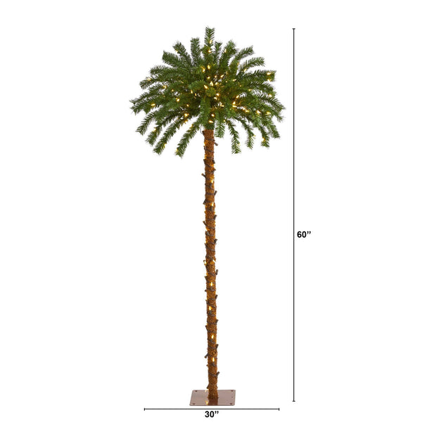 5’ Christmas Palm Artificial Tree with 150 Warm White LED Lights