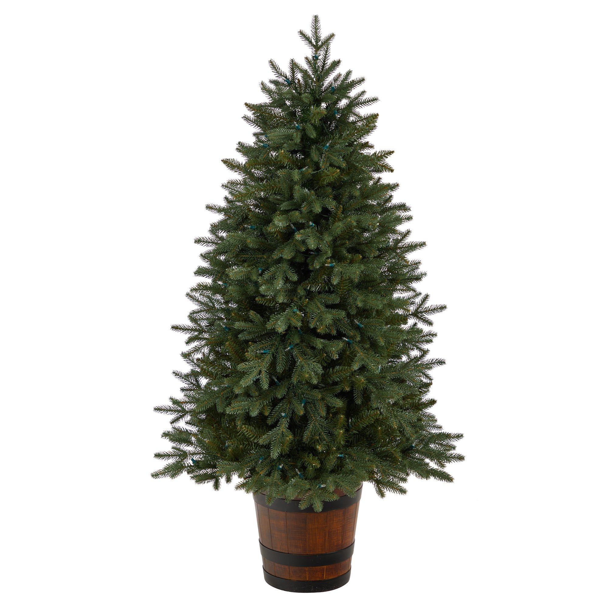 Nearly Natural 5 Foot Colorado Aspen Pre Lit Artificial Porch Christmas Tree with 200 LED Lights Green