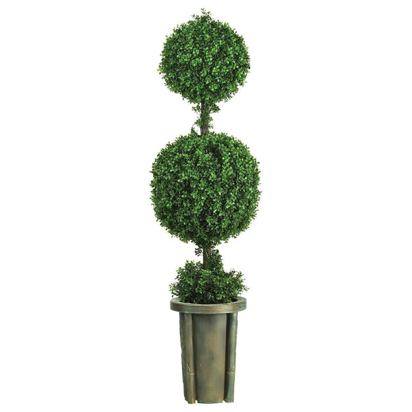 5' Double Ball Leucodendron Topiary w/Decorative Vase (Indoor/Outdoor)