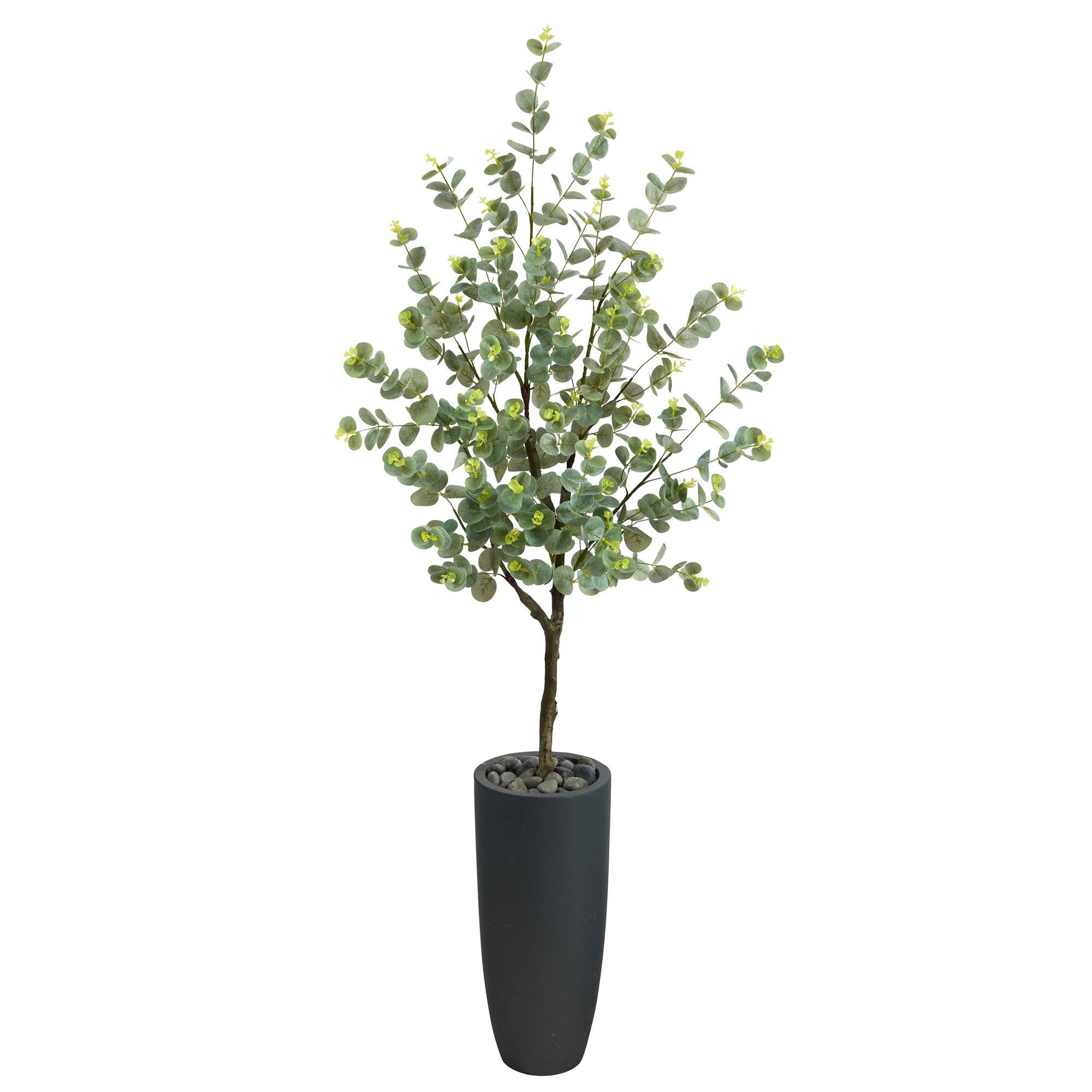 5’ Eucalyptus Artificial Tree in Gray Planter | Nearly Natural
