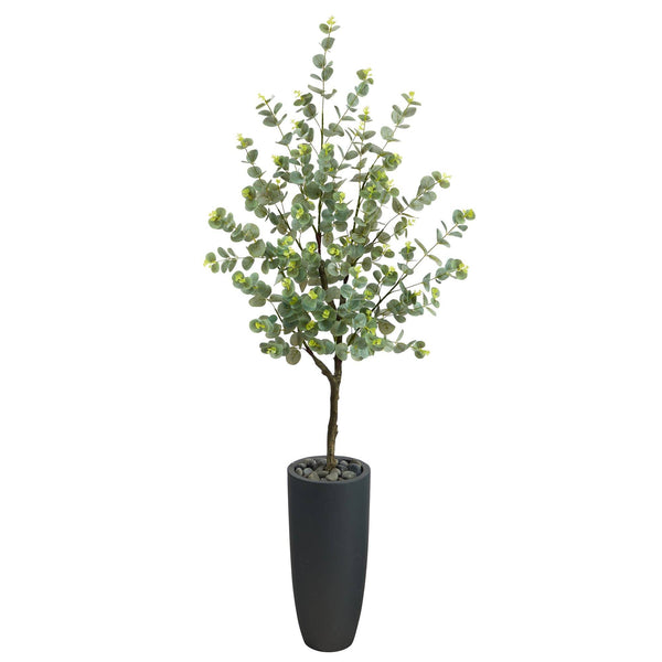 5’ Eucalyptus Artificial Tree in Gray Planter