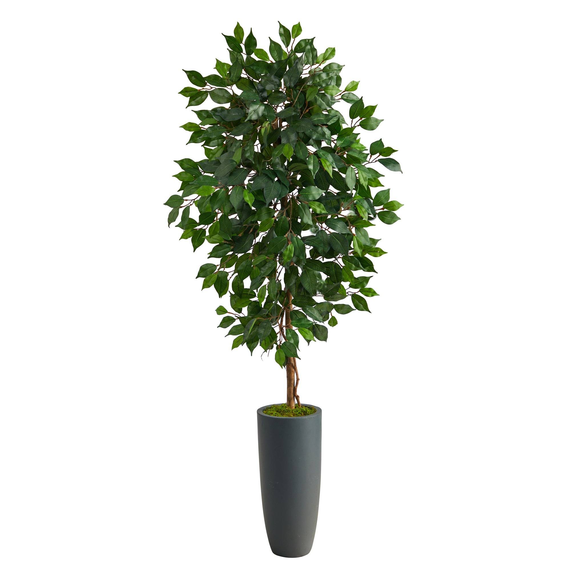 5’ Ficus Artificial Tree in Gray Planter | Nearly Natural