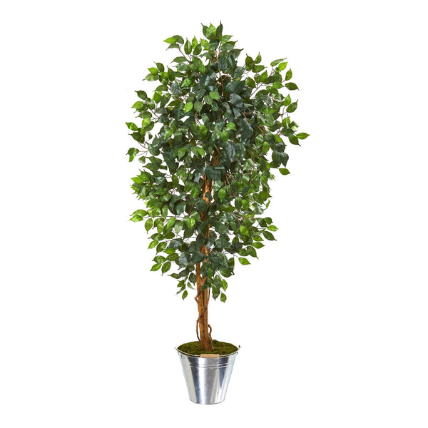 5’ Ficus Artificial Tree in Tin Bucket