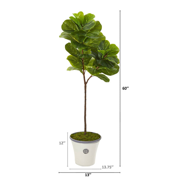 5’ Fiddle Leaf Artificial Tree in Decorative Planter (Real Touch)