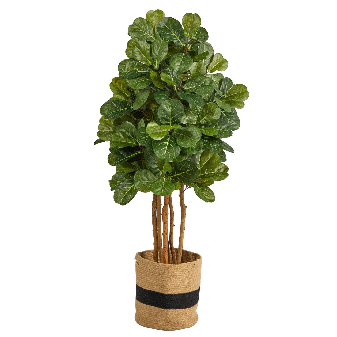 best fake fiddle leaf fig plant 5' Fiddle Leaf Fig Artificial Tree in Handmade Natural Cotton Planter