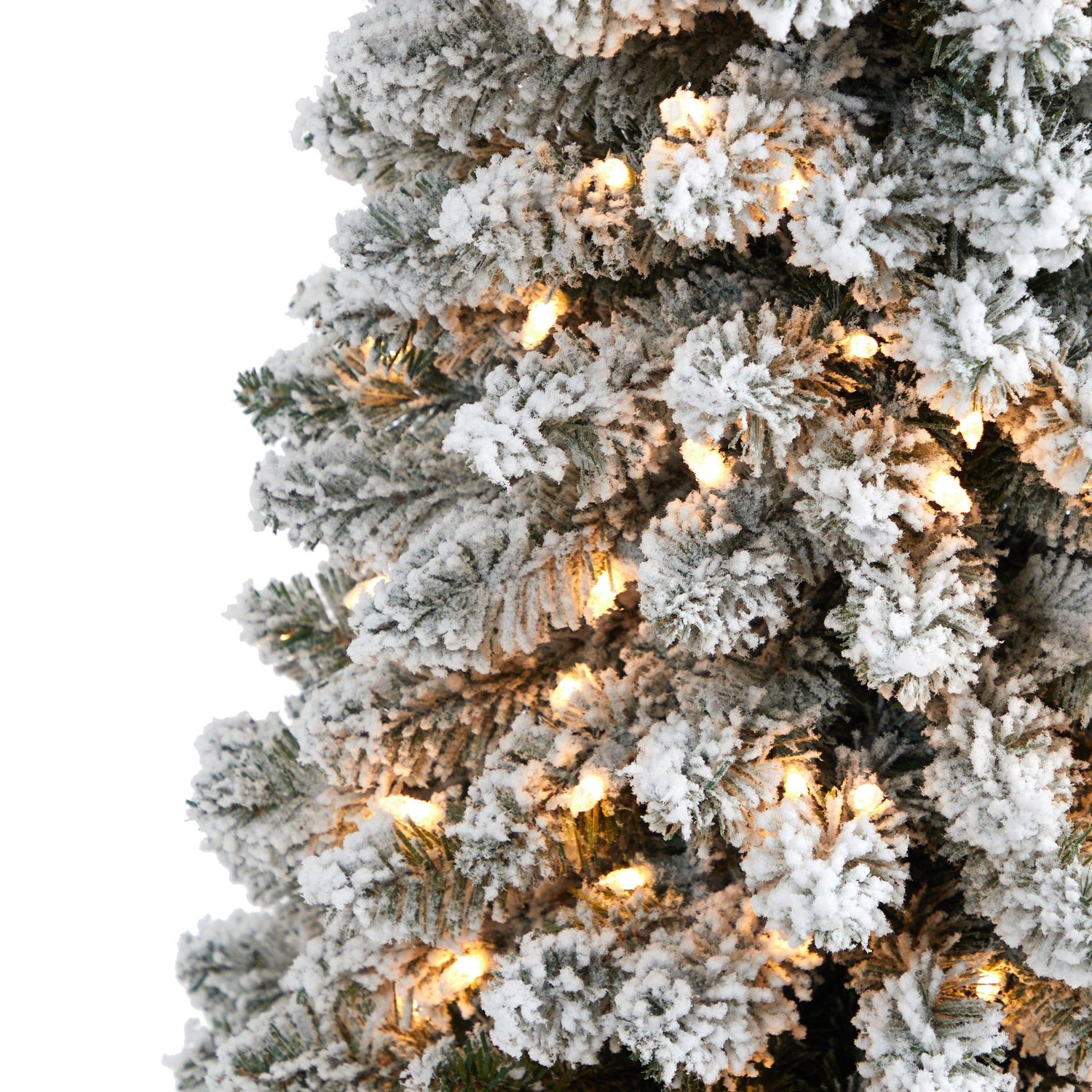 5’ Flocked Pencil Artificial Christmas Tree with 200 Clear Lights and 318 Bendable Branches
