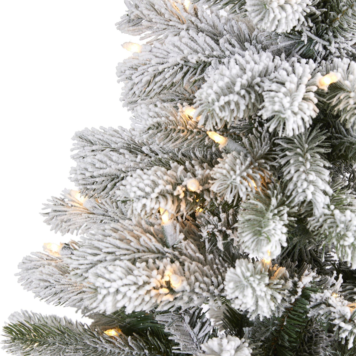 5’ Flocked South Carolina Spruce Artificial Christmas Tree with 300 Clear Lights and 621 Bendable Branches