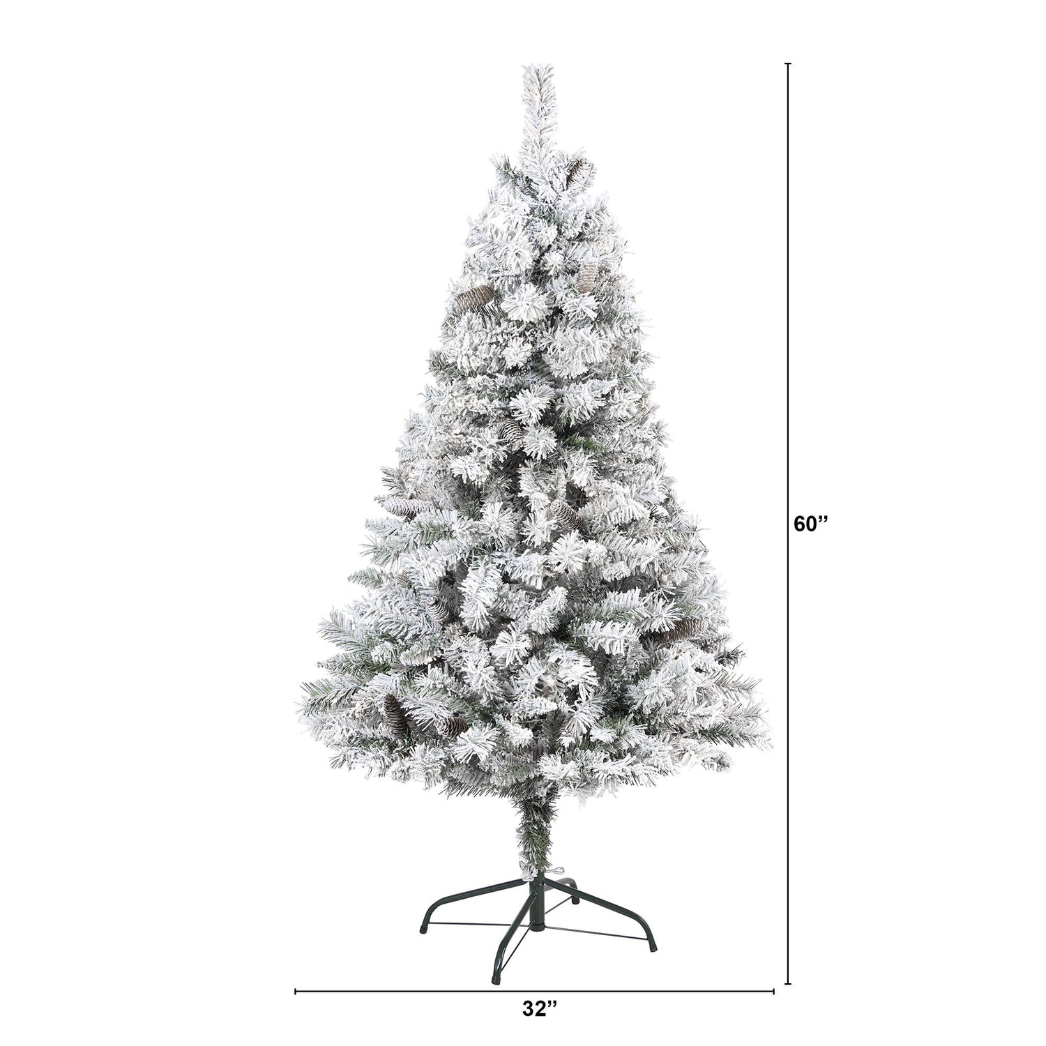 5' Flocked White River Mountain Pine Artificial Christmas Tree with Pinecones