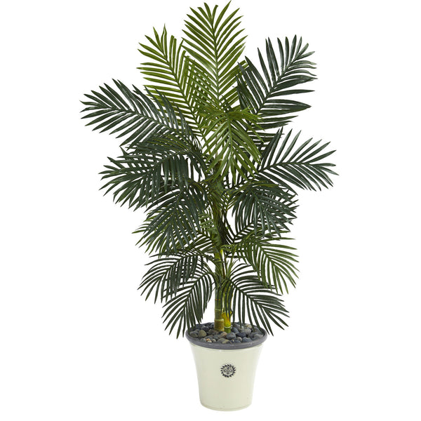 5’ Golden Cane Artificial Palm Tree in Decorative Planter
