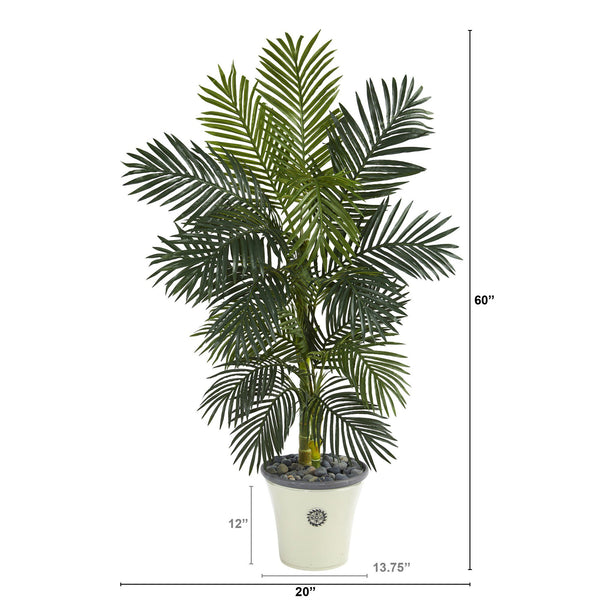 5’ Golden Cane Artificial Palm Tree in Decorative Planter