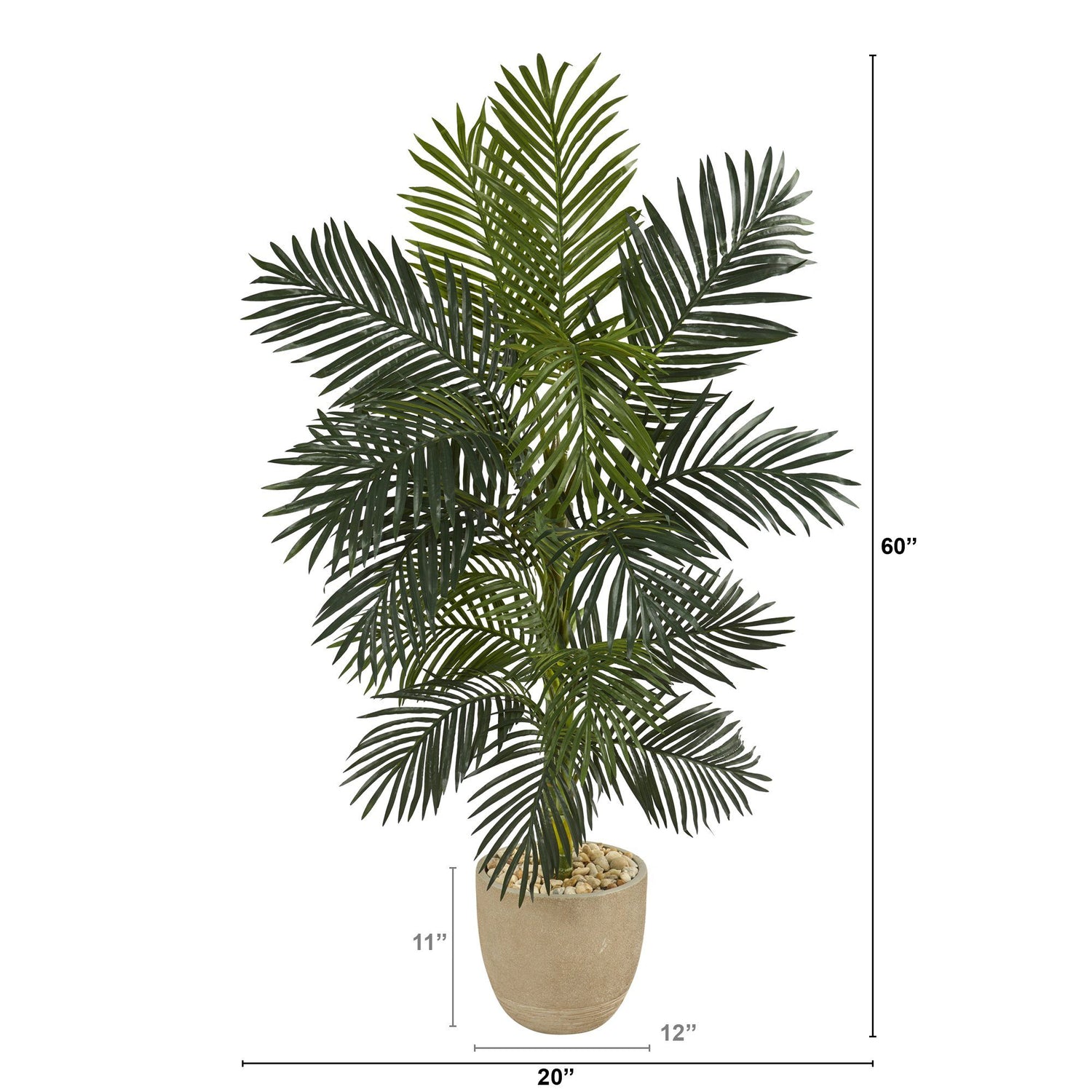 5’ Golden Cane Artificial Palm Tree in Sandstone Planter
