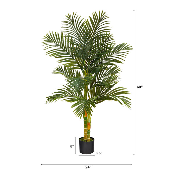 5’ Double Stalk Golden Cane Artificial Palm Tree