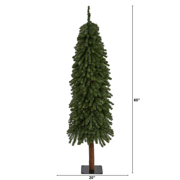 5’ Grand Alpine Artificial Christmas Tree with 469 Bendable Branches on Natural Trunk