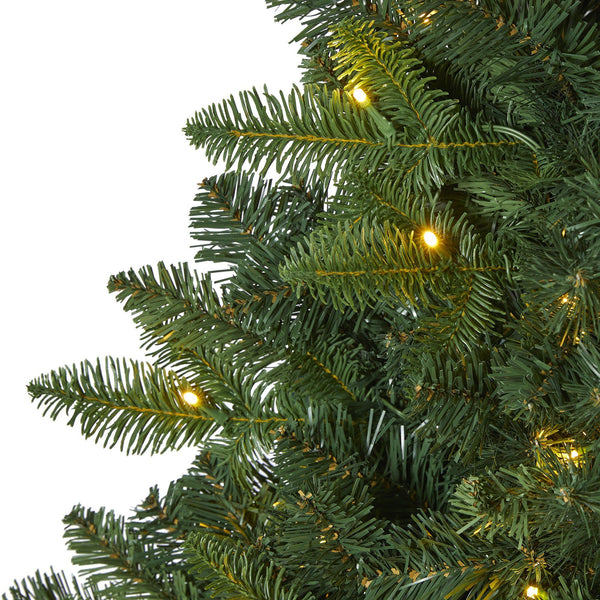 5’ Grand Teton Spruce Flat Back Artificial Christmas Tree with 120 Clear LED Lights and 514 Bendable Branches